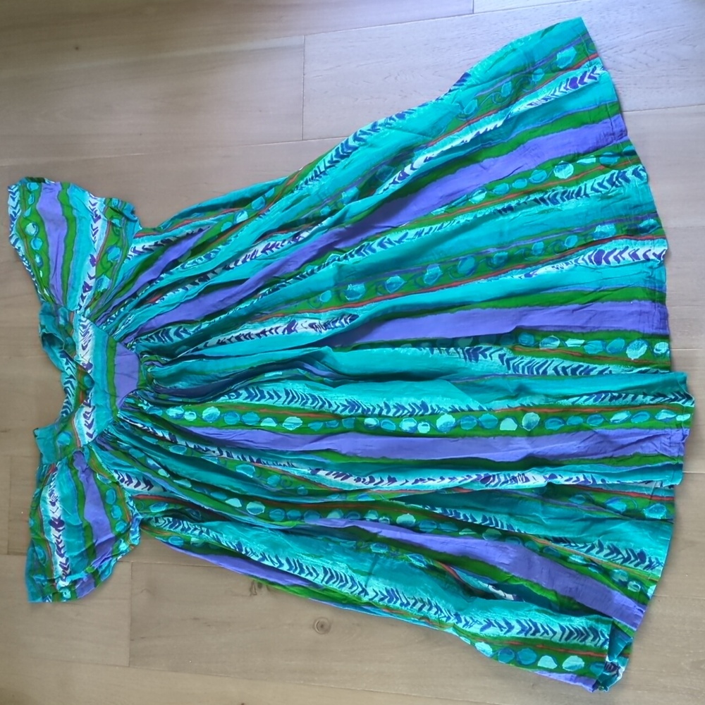 Sita Teal Print Boho Maxi Dress Size Medium